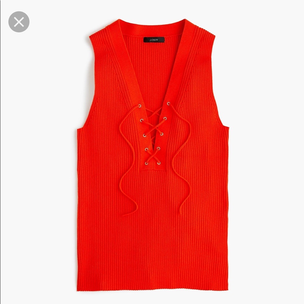 J Crew ribbed lace-up sweater tank in cerise